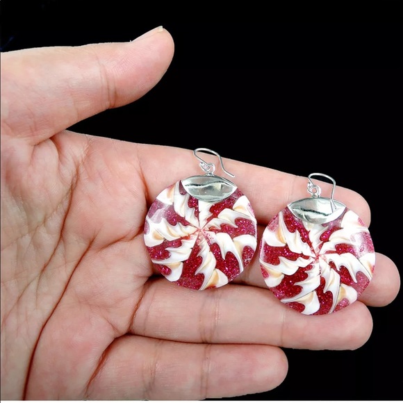 💕Glittery Pink Resin & Shell 925 Silver Earrings - Picture 3 of 7